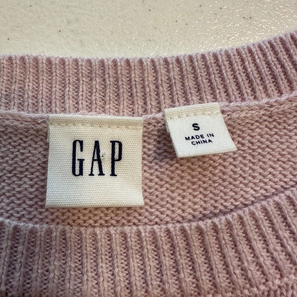 GAP Pink Lightweight Knit Short Sleeve Pocket Sweater Top Size S - Picture 8 of 9
